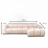 Sofas-Corner sofa with lounge beige velvet textured fabric - stripes - right - Brix-Dimehouse