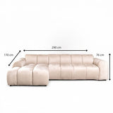 Sofas-Corner sofa with lounge beige velvet textured fabric - stripes - left - Brix-Dimehouse