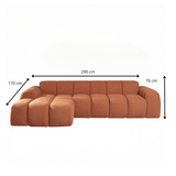 Sofas-Corner sofa with lounge copper bouclé fabric - stripes - left - Brix-Dimehouse