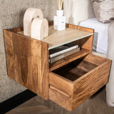 Bedside Tables - Orto Hanging Bedside Table 1 Drawer 1 Compartment Mango wood Ceramics - Dimehouse