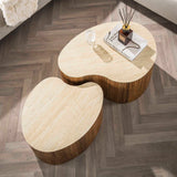 Set of 2 Curved Coffee Tables Mango Sand 