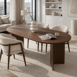 Eettafels - Ovale eettafel walnoot melamine - Japandi - 180x89,5x75 cm - Sota - Dimehouse