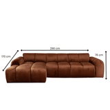 Sofas-Corner sofa with lounge copper velvet textured fabric - stripes - left - Brix-Dimehouse