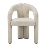 Design Dining Chair Ivory Bouclé Maro - Fully Upholstered 