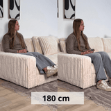3-seater corner sofa XXL Beige Ribbed sofa Nia