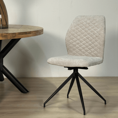 Swivel Dining Chair Light Grey Charly Chenille Fabric 