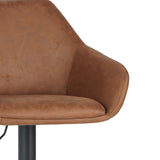Venom Bar Stool Cognac Eco-leather - Adjustable Swivel Bar Chair with Armrest 