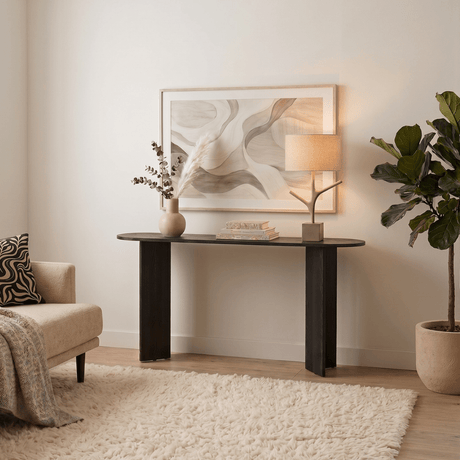 Sidetables - Ovale sidetable zwart melamine 150x35 cm - Sota - Dimehouse