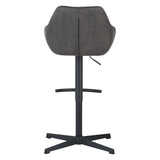 Venom Bar Stool Anthracite Eco-leather - Adjustable Swivel Bar Chair with Armrest 