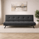 3-Seater Sofa Bed Zoly Anthracite Fabric - 180 cm - Without Armrests - Button-Tufted 