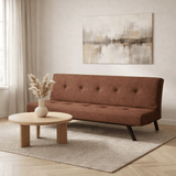 3-Seater Sofa Bed Zoly Brown Fabric - 180 cm - Without Armrests - Button-Tufted 
