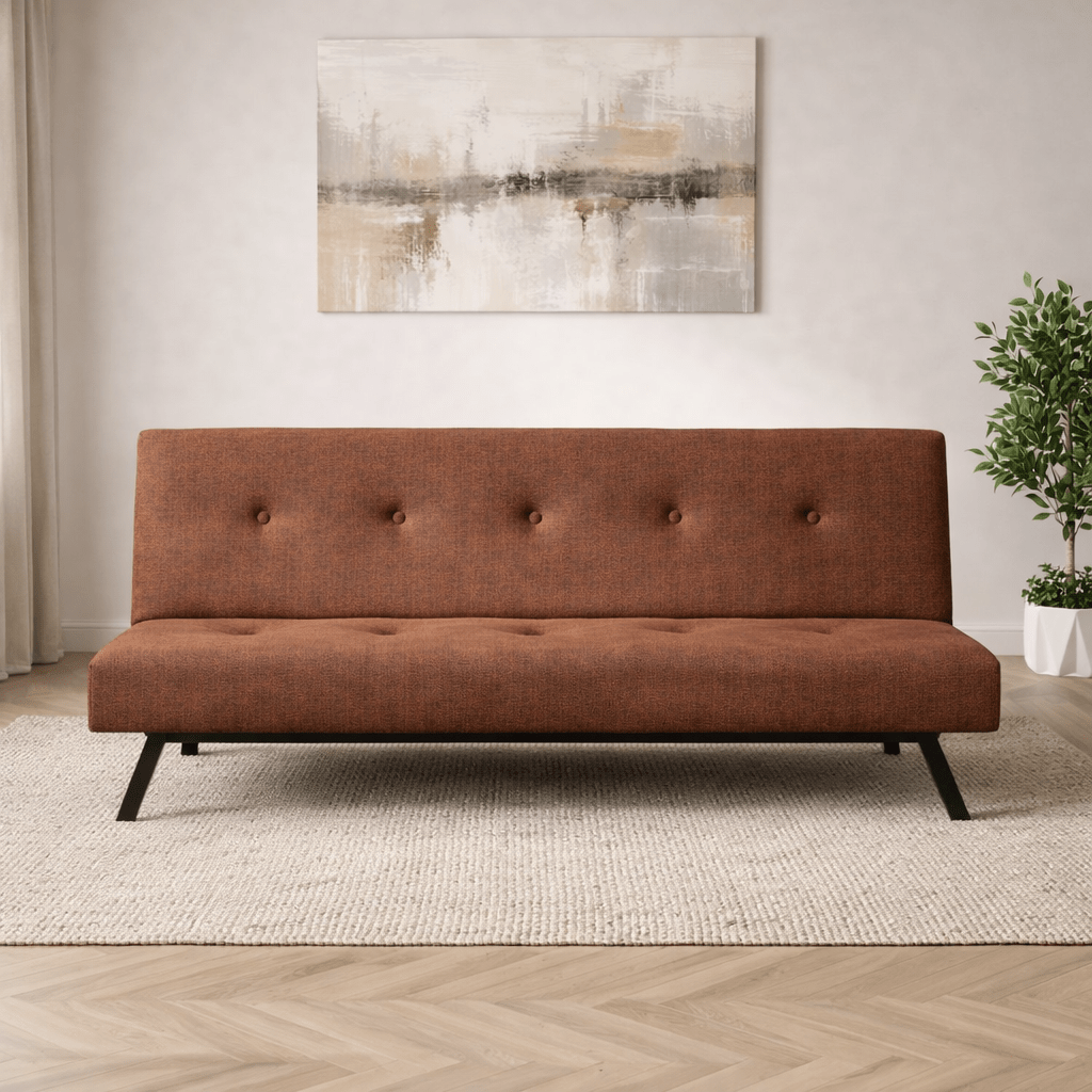 3-Seater Sofa Bed Zoly Brown Fabric - 180 cm - Without Armrests - Button-Tufted 