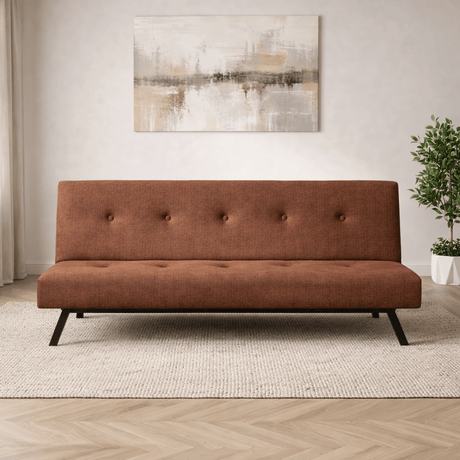 3-Seater Sofa Bed Zoly Brown Fabric - 180 cm - Without Armrests - Button-Tufted 