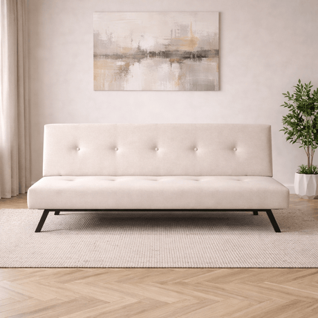 3-Seater Sofa Bed Zoly Cream Fabric - 180 cm - Without Armrests - Quilted 