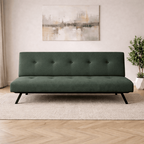 3-Seater Sofa Bed Zoly Green Fabric - 180 cm - Without Armrests - Button-Tufted 