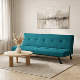 3-Seater Sofa Bed Zoly Petrol Green Fabric - 180 cm - Without Armrests - Button-Tufted 