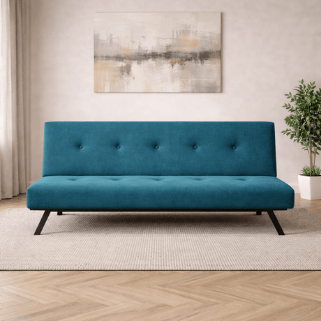 3-Seater Sofa Bed Zoly Petrol Green Fabric - 180 cm - Without Armrests - Button-Tufted 