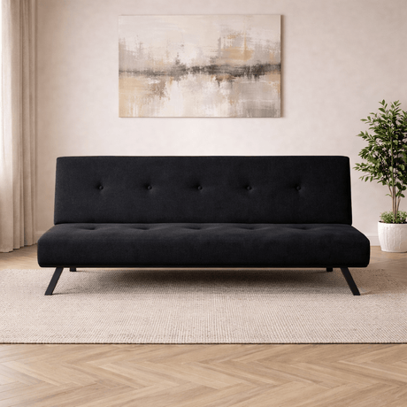 3-Seater Sofa Bed Zoly Black Fabric - 180 cm - Without Armrests - Button-Tufted 
