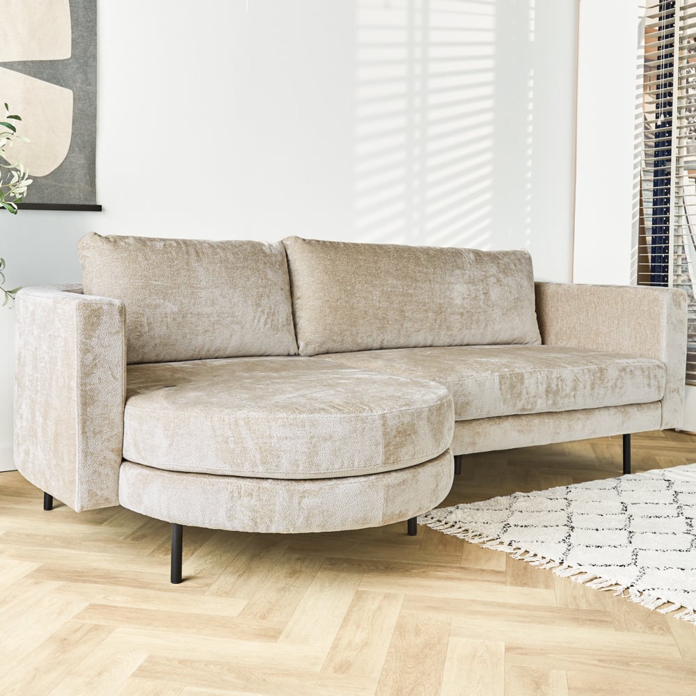 Sofa Bella Dimehouse Beige LxWxH 138x98x55 Fabric Atmospheric photo diagonal front view