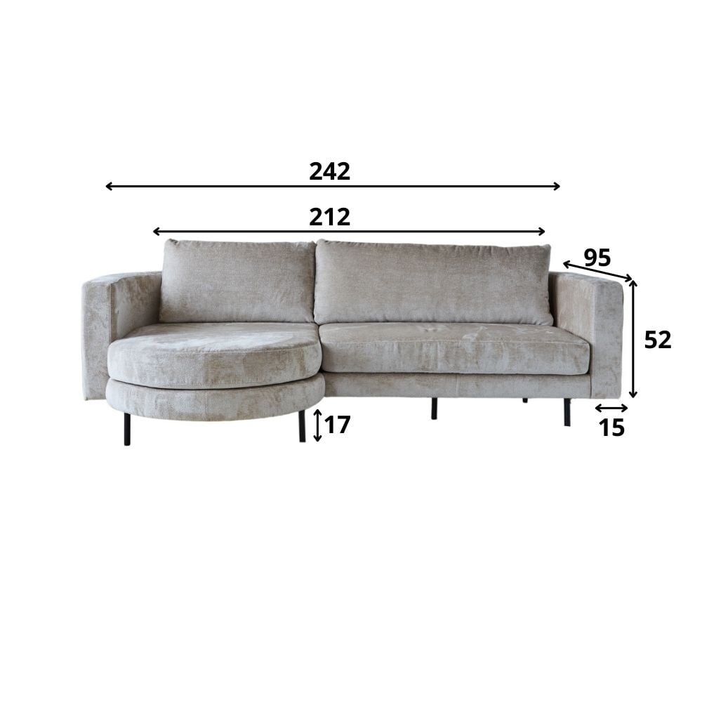 Sofa Bella Dimehouse Beige LxWxH 138x98x55 Fabric White photo size indication