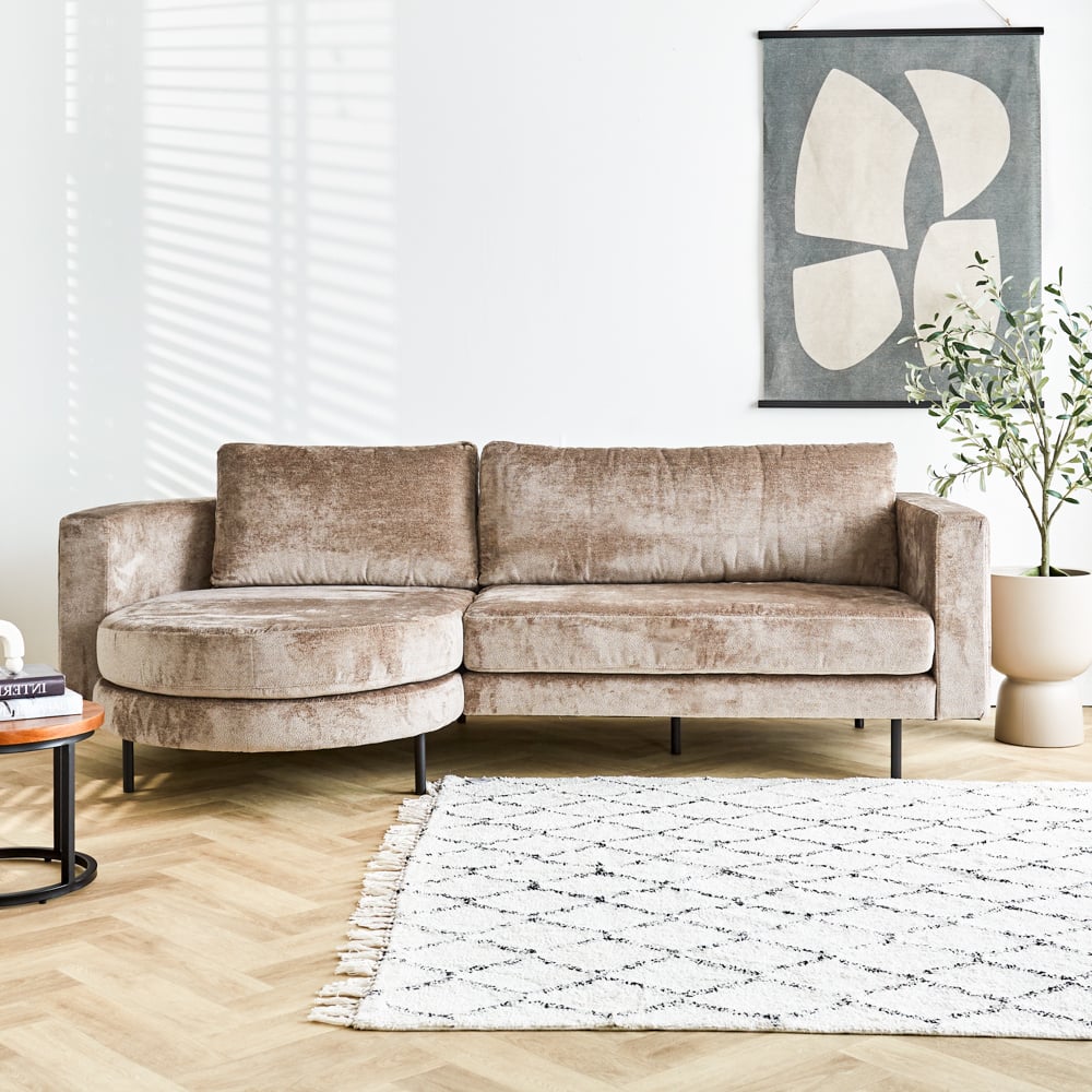 Sofa Bella Dimehouse Taupe LxWxH 138x98x55 Fabric Atmospheric photo front view