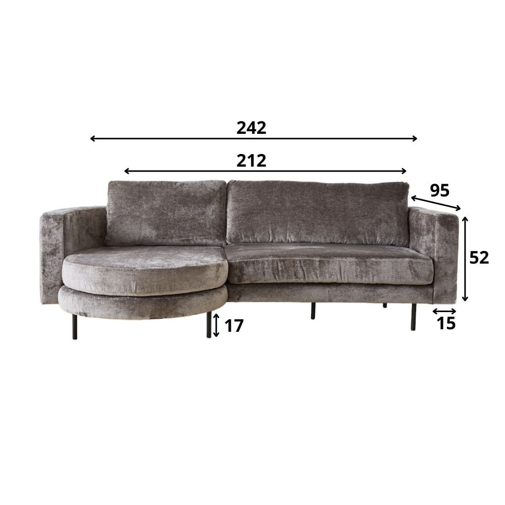 Sofa Bella Dimehouse Gray LxWxH 138x98x55 Fabric White photo size indication