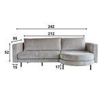 Sofa Bella Dimehouse Beige LxWxH 138x98x55 Fabric White photo size indication