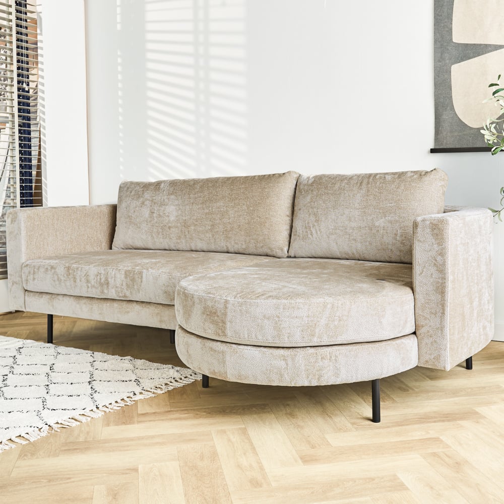 Sofa Bella Dimehouse Beige LxWxH 138x98x55 Fabric Atmospheric photo diagonal front view