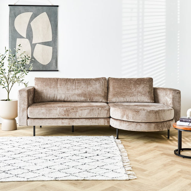 Sofa Bella Dimehouse Taupe LxWxH 138x98x55 Fabric Atmospheric photo front view