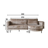 Sofa Bella Dimehouse Taupe LxWxH 138x98x55 Fabric White photo size indication