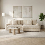 3-seater corner sofa XXL Beige Ribbed sofa Nia atmospheric photo in a modern interior