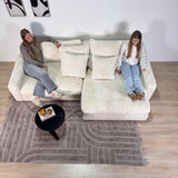 3-seater corner sofa XXL Beige Ribbed sofa Nia