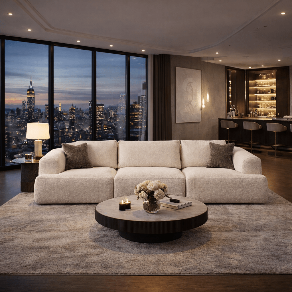 3-seater sofa Grande – White Bouclé – 290 cm – Como