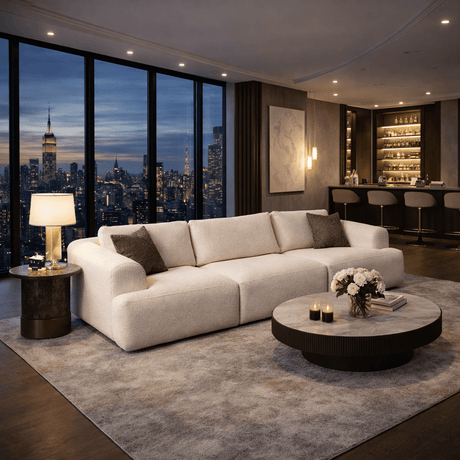 3-seater sofa Grande – White Bouclé – 290 cm – Como