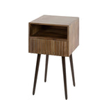 Nachtkastjes - Nachtkastje Oslo Acaciahout Drift Brown 1 Lade - Dimehouse