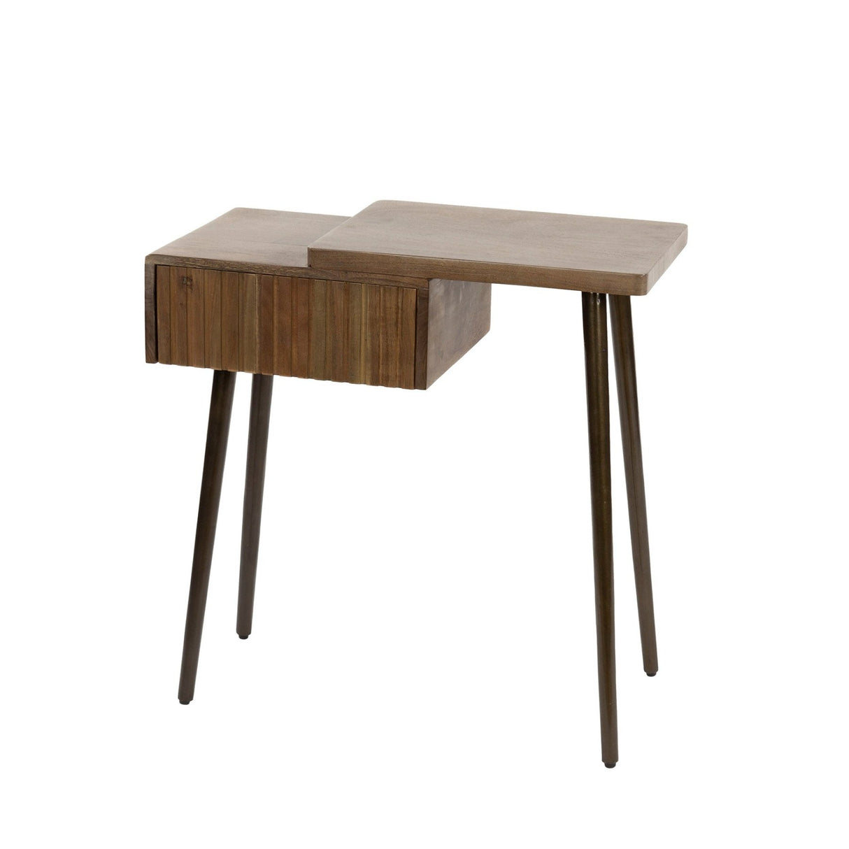 Nachtkastjes - Nachtkastje Oslo Rechts Acaciahout Drift Brown 1 Lade - Dimehouse