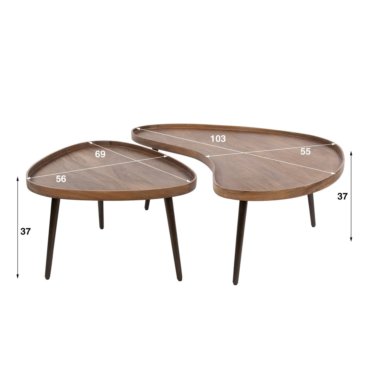 Salontafels - Salontafelset Kira Organisch Acaciahout Bruin Set van 2 - Dimehouse