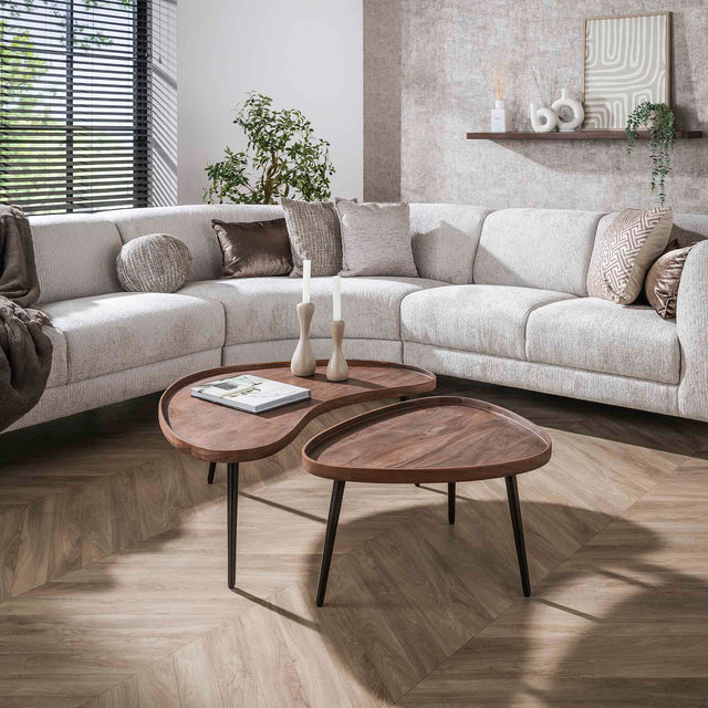 Salontafels - Salontafelset Kira Organisch Acaciahout Bruin Set van 2 - Dimehouse