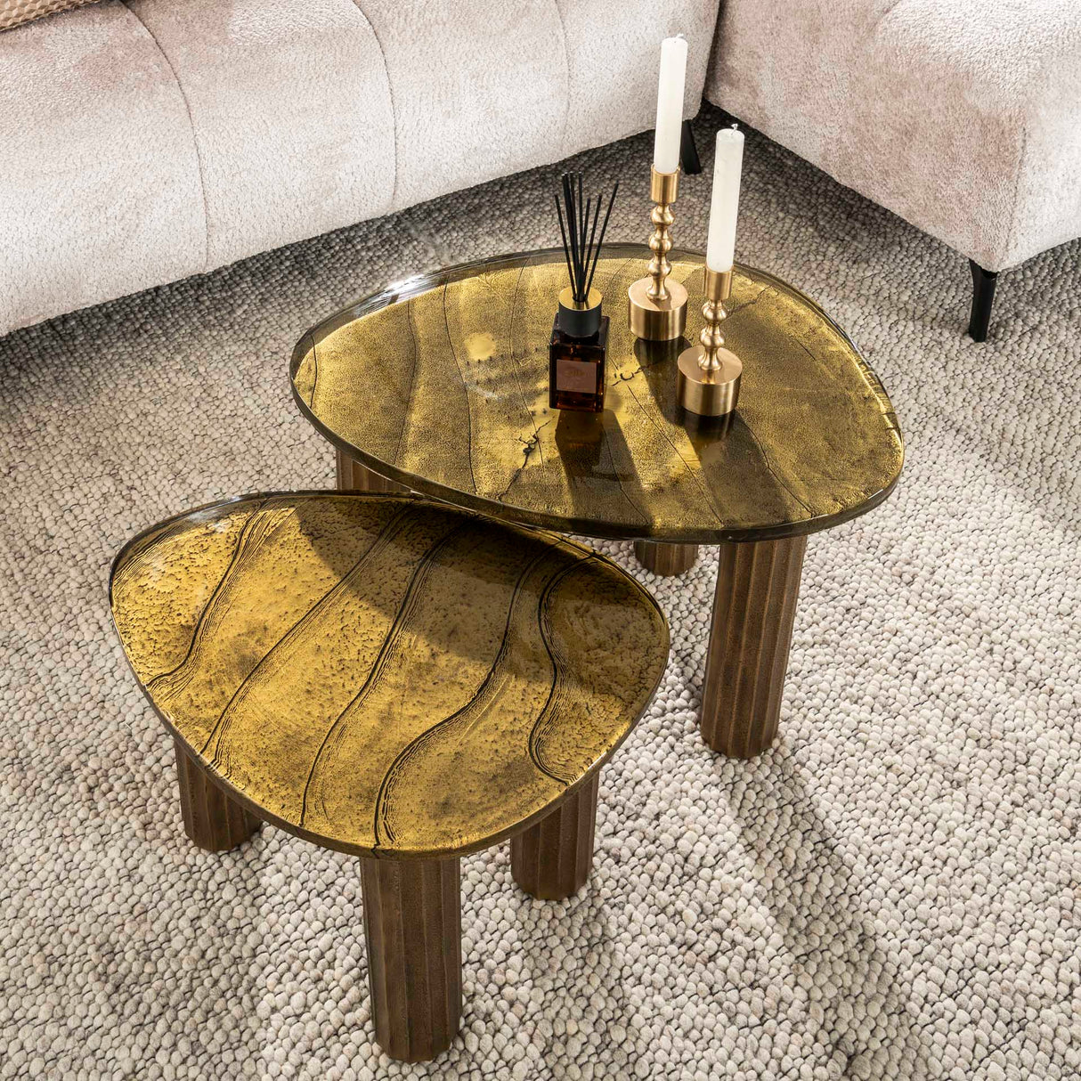 Coffee Table Luna Antique Gold 62x45x40 cm 