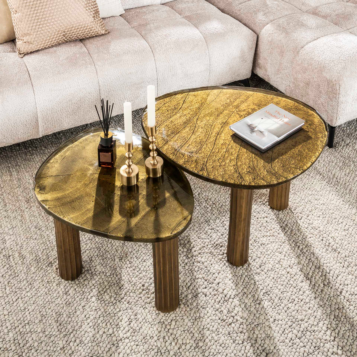Coffee Table Luna Antique Gold 62x45x40 cm 