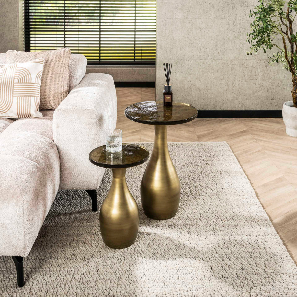 Side table Vesto Drop shape Antique Gold 45 cm