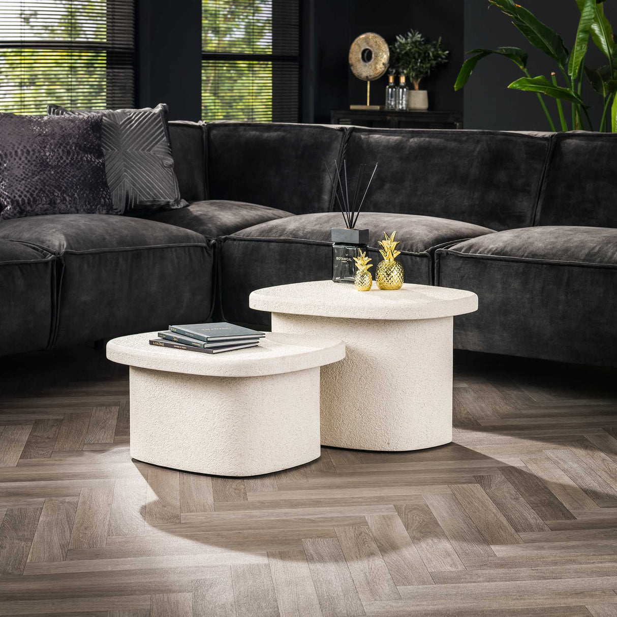 Organic Marble Composite Coffee Table Set of 2 Zaya 