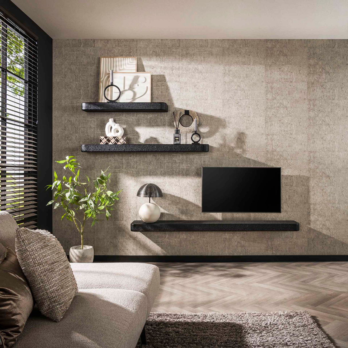 Wall shelf 150 cm Metallic Gray Aeris 