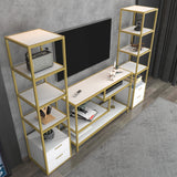 TV furniture set Robbins Gold Gold White Melamine 198x160x39 cm