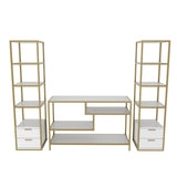 TV furniture set Robbins Gold Gold White Melamine 198x160x39 cm