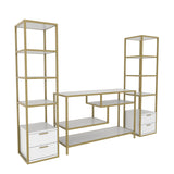 TV furniture set Robbins Gold Gold White Melamine 198x160x39 cm