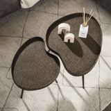 Contour kidney-shaped coffee tables set bronze liquid metal 