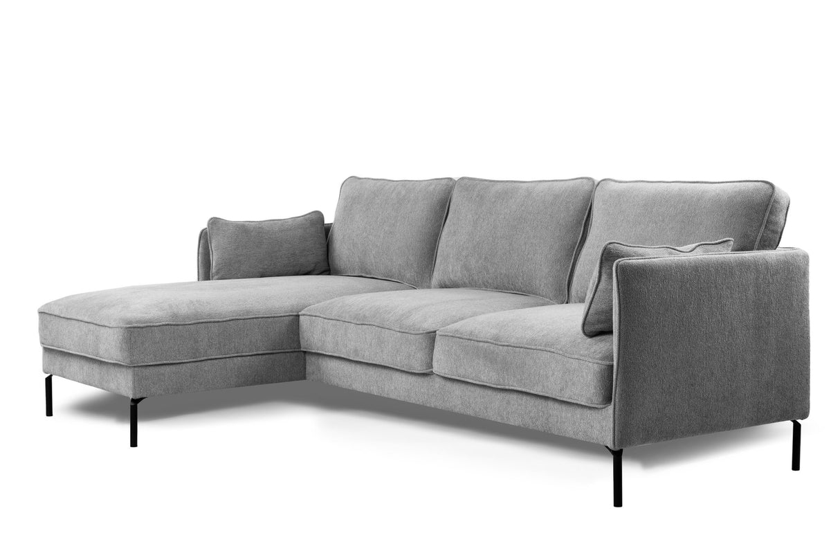 Corner sofa Peppin fabric light grey - left 