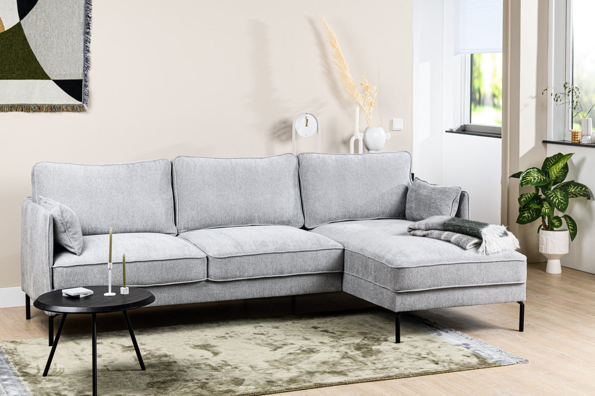 Corner sofa Peppin fabric light grey - right 