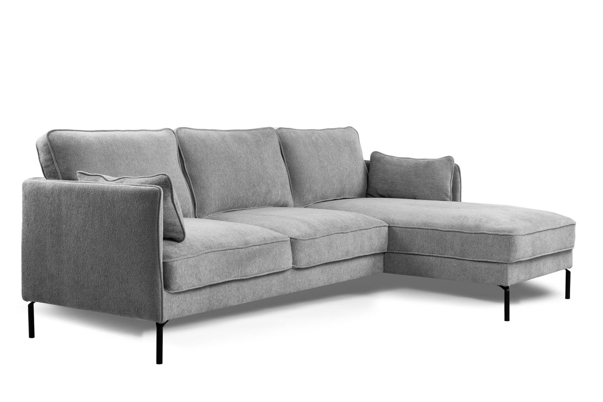 Corner sofa Peppin fabric light grey - right 